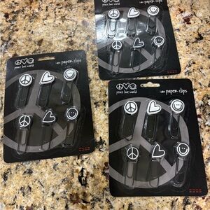 Peace Love World Black and White Paper Clips